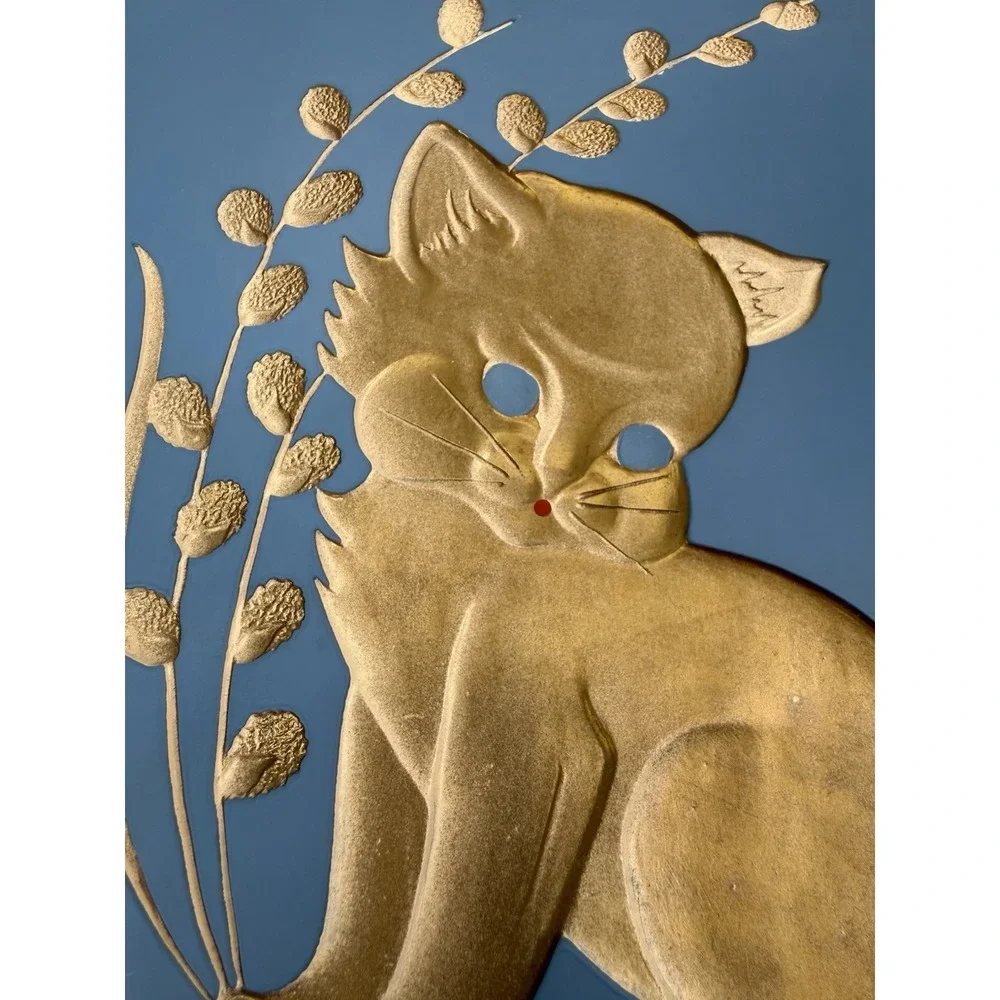 Richter 1961 Chalkware Kitten Plaque Nursery Household Collectible Vintage